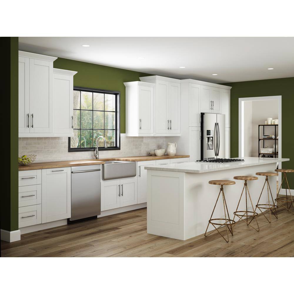 Contractor Express Cabinets Arlington Vesper White Plywood Shaker Stock Assembled Wall Kitchen Cabinet Soft Close 15 in W x 12 in D x 30 in H