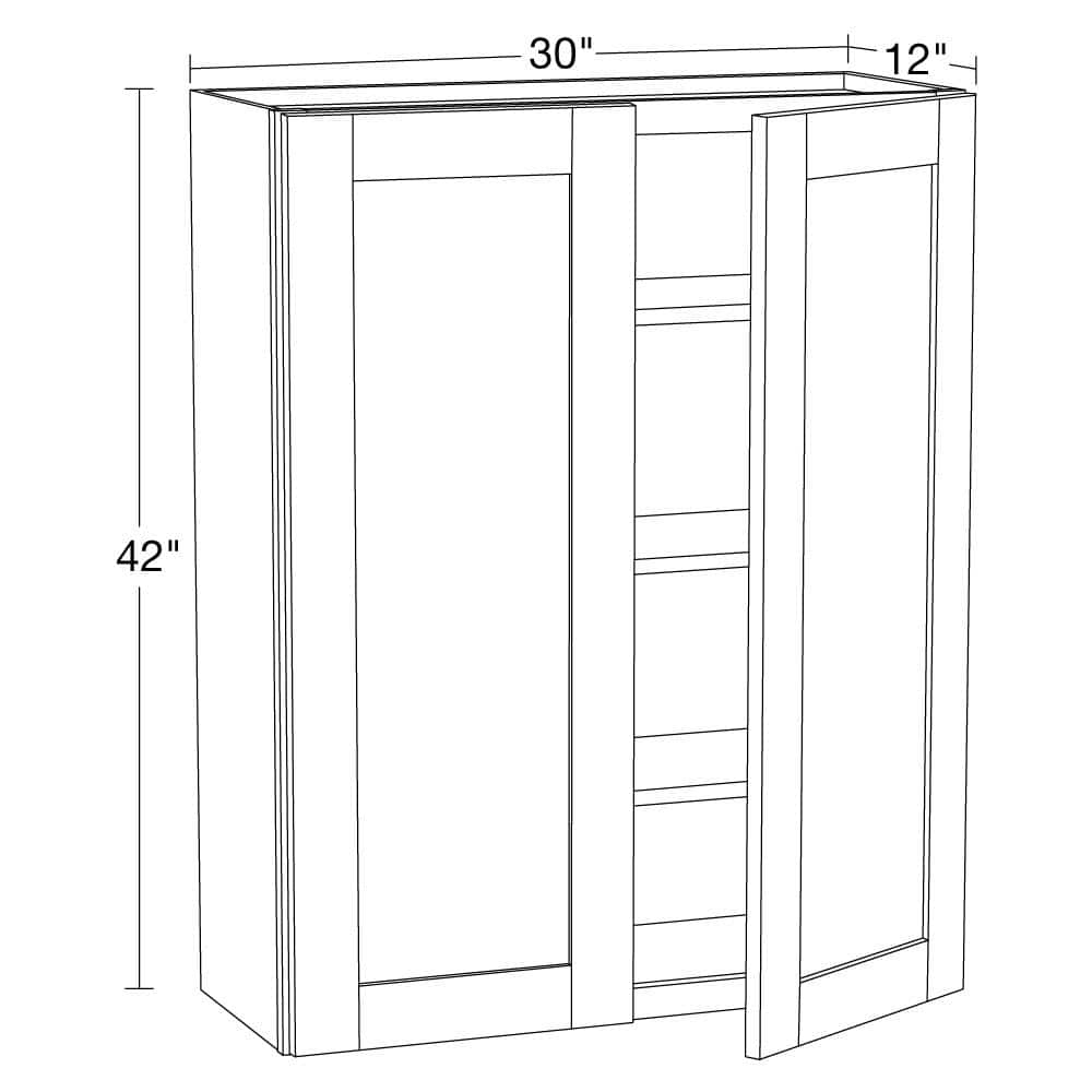 Contractor Express Cabinets Arlington Vesper White Plywood Shaker Stock Assembled Wall Kitchen Cabinet Soft Close 30 in W x 12 in D x 42 in H