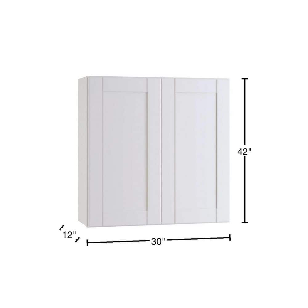 Contractor Express Cabinets Arlington Vesper White Plywood Shaker Stock Assembled Wall Kitchen Cabinet Soft Close 30 in W x 12 in D x 42 in H