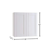 Contractor Express Cabinets Arlington Vesper White Plywood Shaker Stock Assembled Wall Kitchen Cabinet Soft Close 30 in W x 12 in D x 42 in H