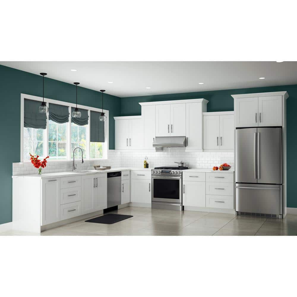 Contractor Express Cabinets Arlington Vesper White Plywood Shaker Stock Assembled Wall Kitchen Cabinet Soft Close 36 in W x 12 in D x 36 in H