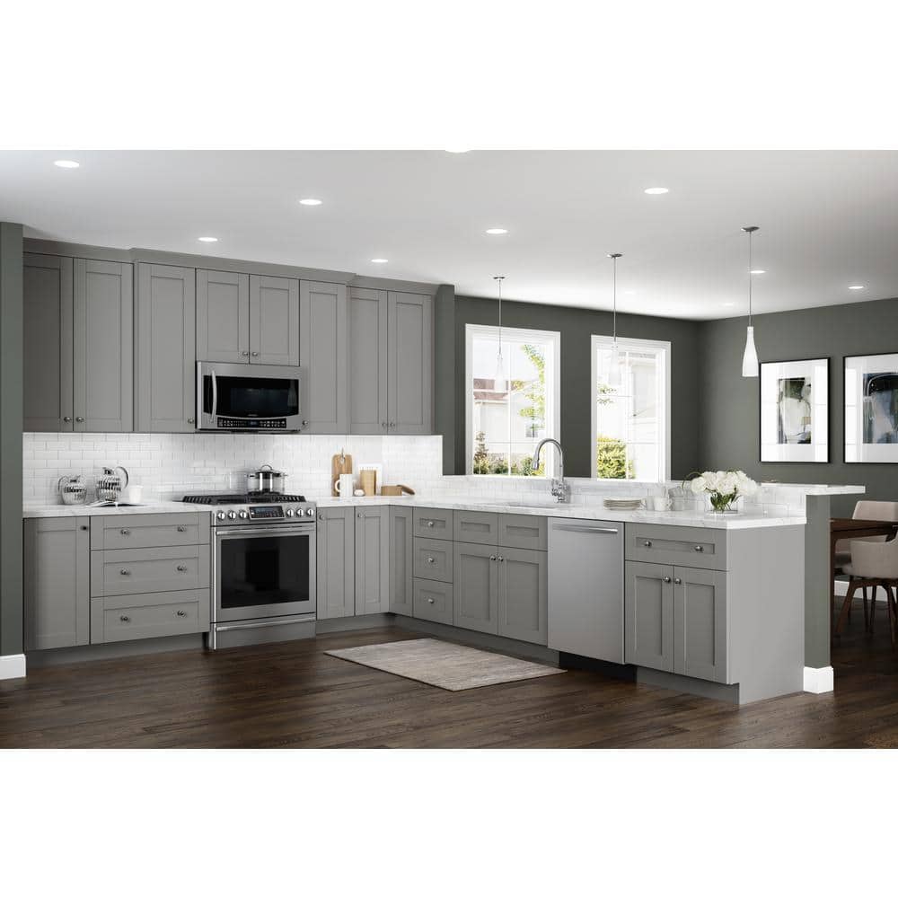 MILL'S PRIDE Richmond Vesuvius Gray Plywood Shaker Ready to Assemble Base Kitchen Cabinet Soft Close 24 in W x 24 in D x 34.5 in H