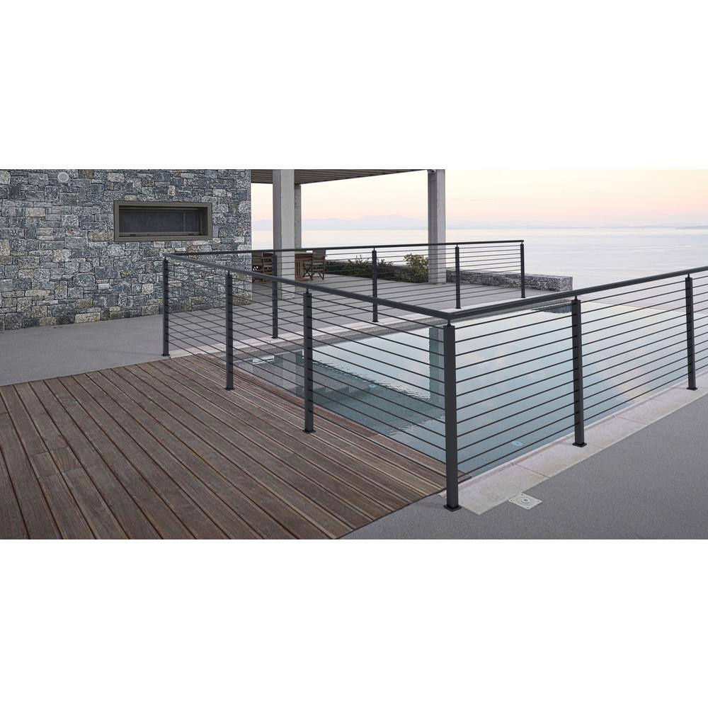 VEVOR Cable Railing Post 42 in. L x 2 in. W x 2 in. H Steel L-Shaped Hole Corner Railing Post SUS304 Stainless Steel Rail Post