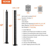 VEVOR Cable Railing Post 42 in. L x 2 in. W x 2 in. H Steel L-Shaped Hole Corner Railing Post SUS304 Stainless Steel Rail Post