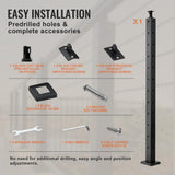 VEVOR Cable Railing Post 42 in. L x 2 in. W x 2 in. H Steel L-Shaped Hole Corner Railing Post SUS304 Stainless Steel Rail Post