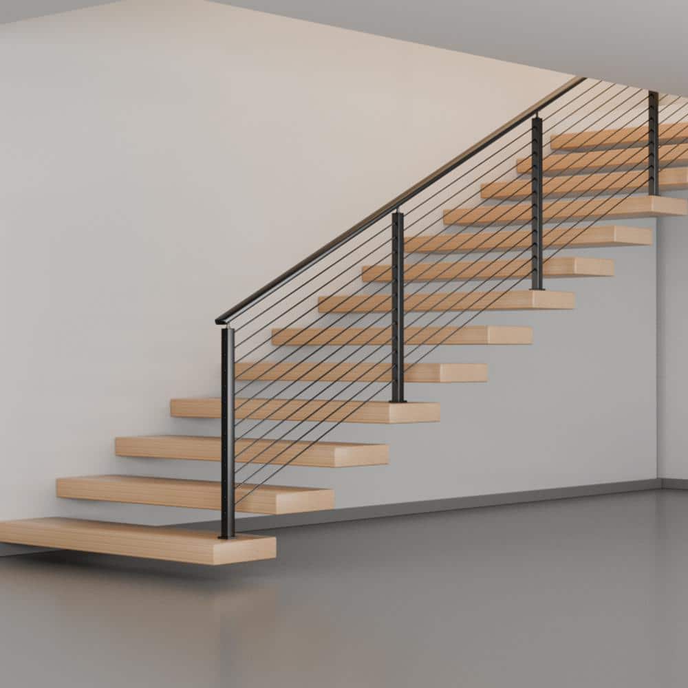 VEVOR Cable Railing Post 42 in. L x 2 in. W x 2 in. H 30° Angled Hole Stair Railing Post Black Cable Rail Post (1-Pack )