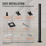 VEVOR Cable Railing Post 42 in. L x 2 in. W x 2 in. H 30° Angled Hole Stair Railing Post Black Cable Rail Post (1-Pack )