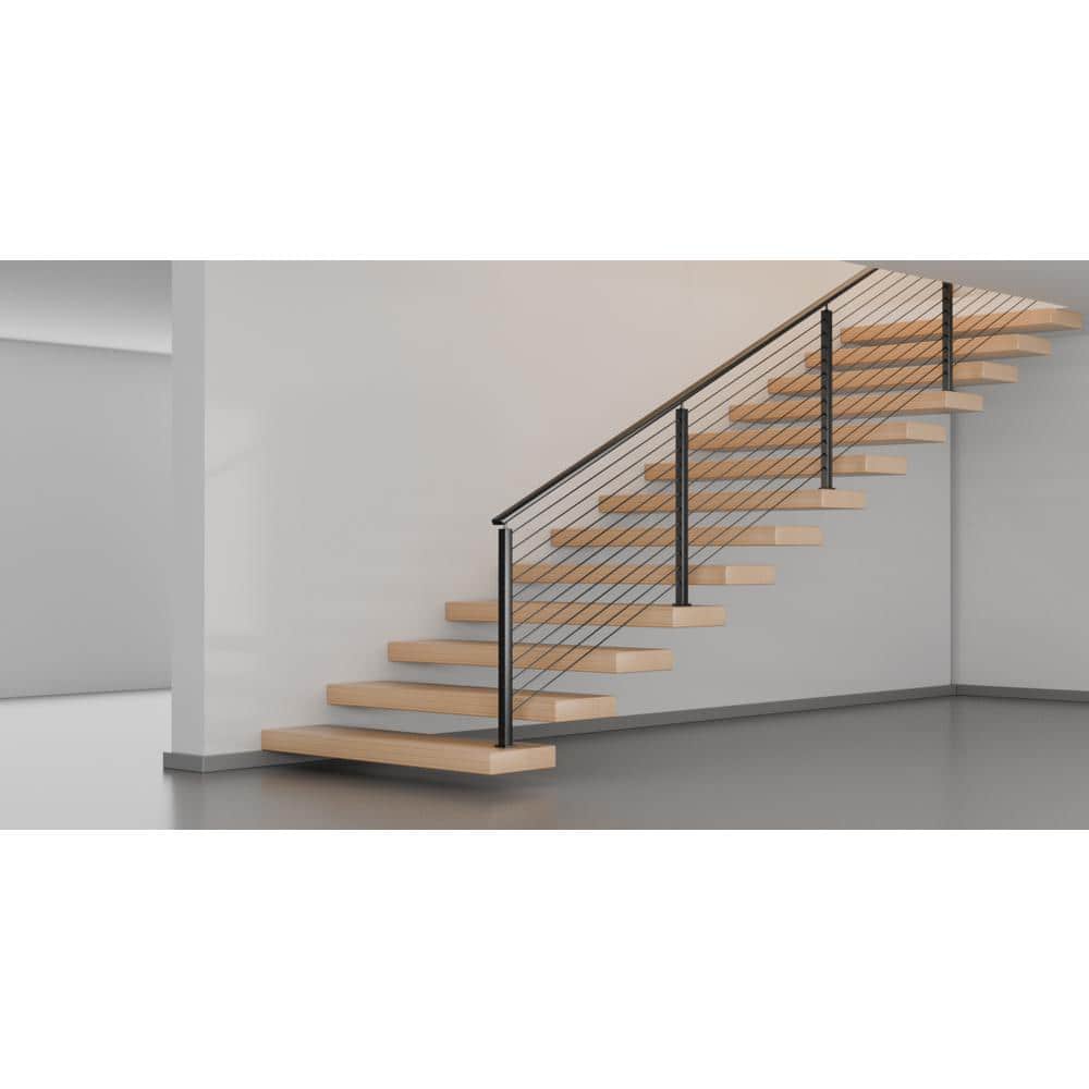 VEVOR Cable Railing Post 36 in. L x 2 in. W x 2 in. H Steel 30° Hole Stair Railing Post SUS304 Stainless Steel Rail Post