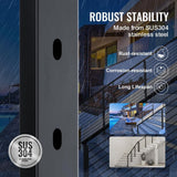 VEVOR Cable Railing Post 36 in. L x 2 in. W x 2 in. H Steel 30° Hole Stair Railing Post SUS304 Stainless Steel Rail Post
