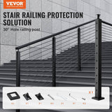 VEVOR Cable Railing Post 36 in. L x 2 in. W x 2 in. H Steel 30° Hole Stair Railing Post SUS304 Stainless Steel Rail Post