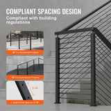 VEVOR Cable Railing Post 36 in. L x 2 in. W x 2 in. H Steel L-Shaped Hole Corner Railing Post SUS304 Stainless Steel Rail Post