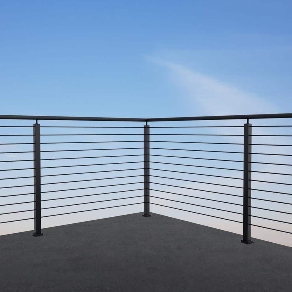 VEVOR Cable Railing Post 42 in. L x 1 in. W x 2 in. H Steel L-Shaped Hole Corner Railing Post Cable Rail Post (1-Pack )