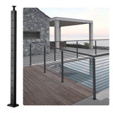 VEVOR Cable Railing Post 42 in. L x 1 in. W x 2 in. H Steel L-Shaped Hole Corner Railing Post Cable Rail Post (1-Pack )