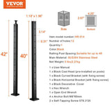 VEVOR Cable Railing Post 42 in. L x 1 in. W x 2 in. H Steel L-Shaped Hole Corner Railing Post Cable Rail Post (1-Pack )