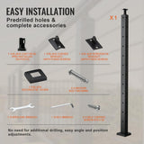 VEVOR Cable Railing Post 42 in. L x 1 in. W x 2 in. H Steel L-Shaped Hole Corner Railing Post Cable Rail Post (1-Pack )