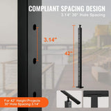 VEVOR Cable Railing Post 42 in. L x 1 in. W x 2 in. H Steel 30° Angled Hole Stair Railing Post Cable Rail Post (1-Pack )
