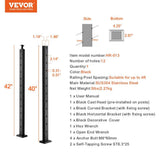 VEVOR Cable Railing Post 42 in. L x 1 in. W x 2 in. H Steel 30° Angled Hole Stair Railing Post Cable Rail Post (1-Pack )