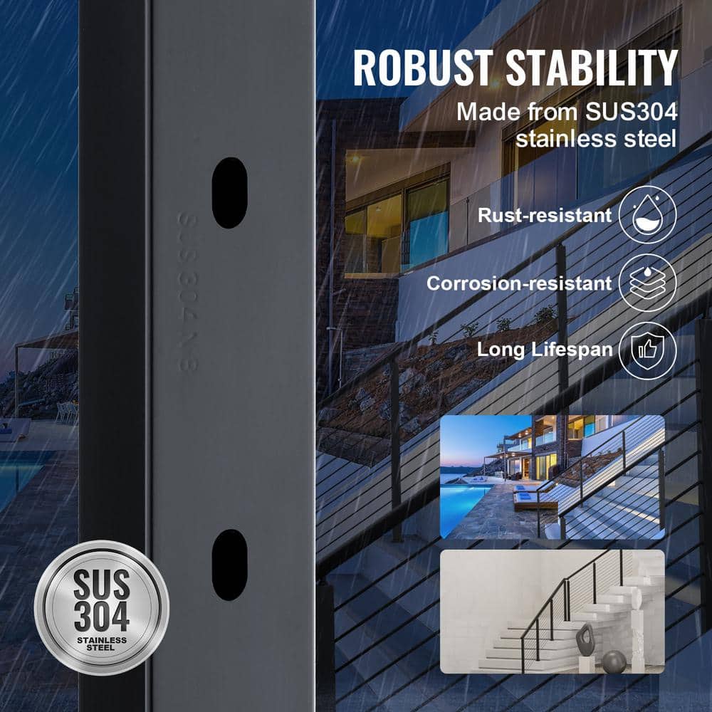 VEVOR Cable Railing Post 36 in. L x 1 in. W x 2 in. H Steel 30° Angled Hole Stair Railing Post Cable Rail Post (1-Pack )