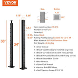 VEVOR Cable Railing Post 36 in. L x 1 in. W x 2 in. H Steel 30° Angled Hole Stair Railing Post Cable Rail Post (1-Pack )