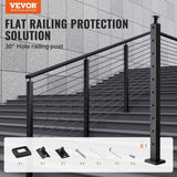 VEVOR Cable Railing Post 36 in. L x 1 in. W x 2 in. H Steel 30° Angled Hole Stair Railing Post Cable Rail Post (1-Pack )