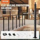 VEVOR Cable Railing Post 42 in. x 1 in. x 2 in. Steel Horizontal Hole Deck Railing Post with Horizontal and Curved Bracket