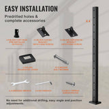 VEVOR Cable Railing Post 42 in. x 1 in. x 2 in. Steel Horizontal Hole Deck Railing Post with Horizontal and Curved Bracket