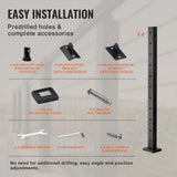 VEVOR Cable Railing Post 36 in. x 1 in. x 2 in. Steel Horizontal Hole Deck Railing Post with Horizontal and Curved Bracket