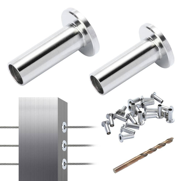 VEVOR T316 Stainless Steel Protector Sleeves for 5/32 in. 3/16 in. Wire Rope Cable Railing Balustrade Marine Grade Come
