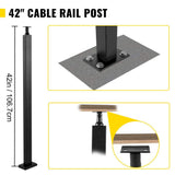 VEVOR Cable Railing Post 42 in. x 0.98 in. x 1.97 in. Stair Railing Kit without Hole Deck Railing w/ Mount Bracket for Balcony