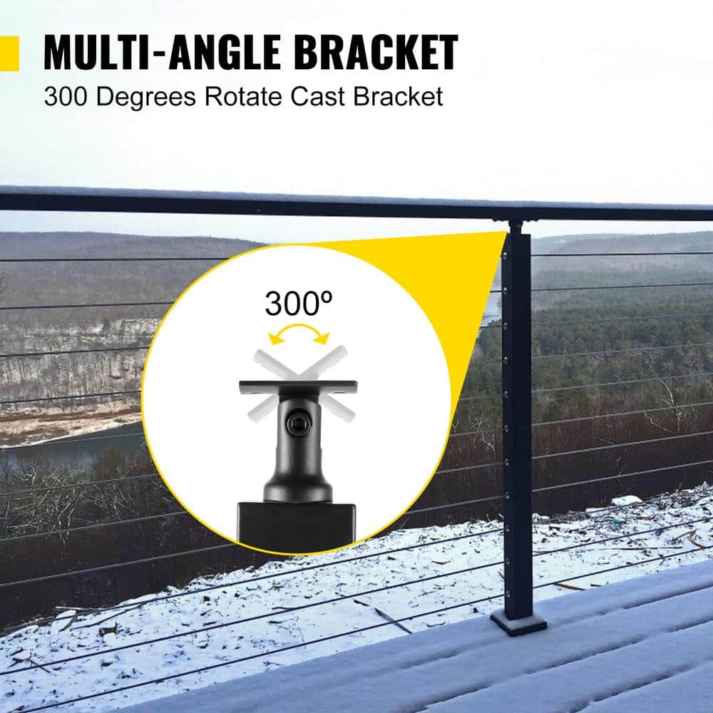 VEVOR Deck Railing 42 in. x 1.97 in. x 1.97 in. Cable Railing Post without Hole Stainless Stair Handrail with Mounting Bracket