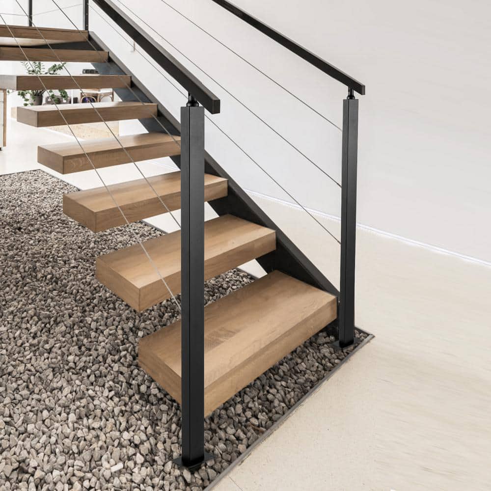 VEVOR Deck Railing 42 in. x 1.97 in. x 1.97 in. Cable Railing Post without Hole Stainless Stair Handrail with Mounting Bracket