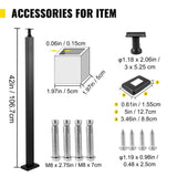 VEVOR Deck Railing 42 in. x 1.97 in. x 1.97 in. Cable Railing Post without Hole Stainless Stair Handrail with Mounting Bracket