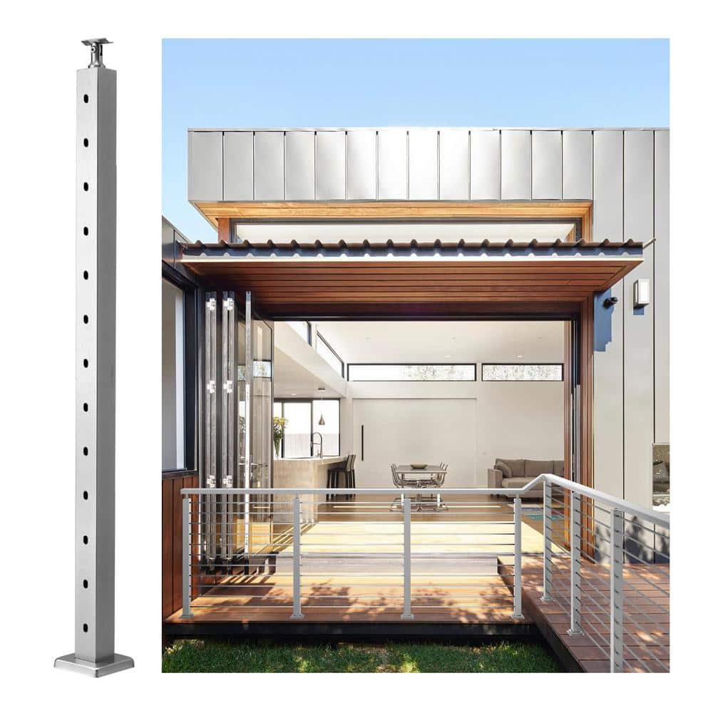 VEVOR Cable Railing Post 42 in. x 1.97 in. x 1.97 in. Stair Railing Kit w/Mounting Bracket Stainless Stair Handrail for Stair