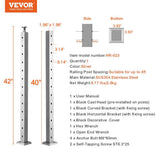 VEVOR Cable Railing Post 42 in. x 1.97 in. x 1.97 in. Stair Railing Kit w/Mounting Bracket Stainless Stair Handrail for Stair