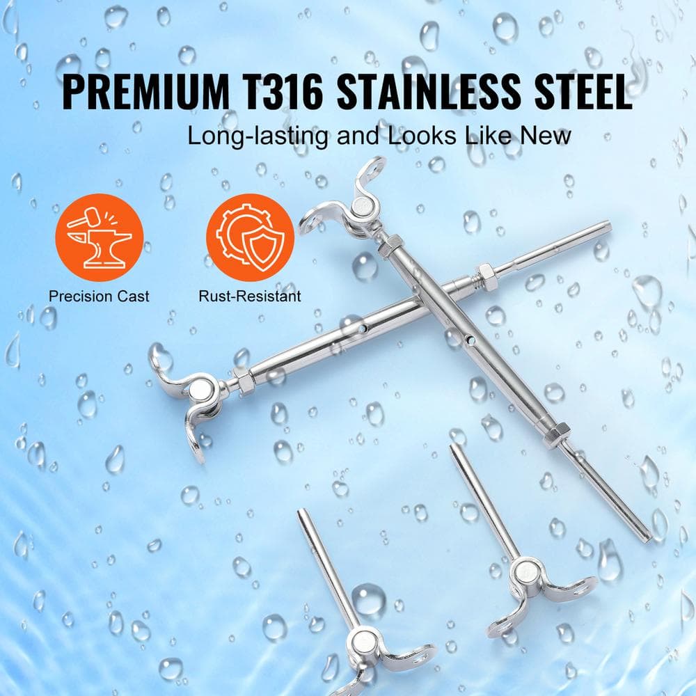 VEVOR T316 Stainless Steel Adjustable Angle 1/8 in. Cable Railing Kit Hardware for Wood Post Easy Installation Silver 20 Pack