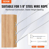 VEVOR T316 Stainless Steel Adjustable Angle 1/8 in. Cable Railing Kit Hardware for Wood Post Easy Installation Silver 20 Pack