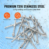 VEVOR 51 Pack Cable Railing Swage Threaded Stud Tension End Fitting Terminal for 1/8 in. Deck Cable Railing Stainless Steel