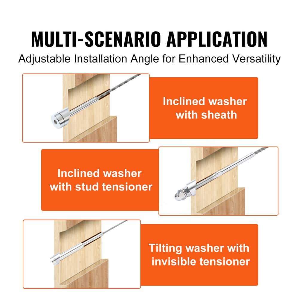VEVOR Cable Railing Kit 1/8 in. Wheel Protector Sleeves Bundle with Black Invisible Swage Tensioner and Terminal (20-Pack)