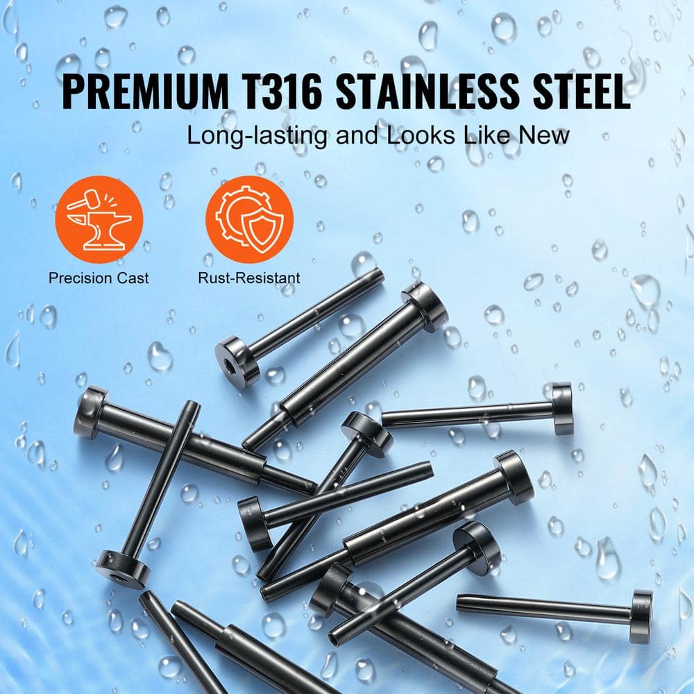 VEVOR 30 Pack Invisible Cable Railing kit T316 Stainless Steel 1/8 in. Invisible Receiver and Swage Stud End for Cable Railing