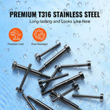 VEVOR 30 Pack Invisible Cable Railing kit T316 Stainless Steel 1/8 in. Invisible Receiver and Swage Stud End for Cable Railing