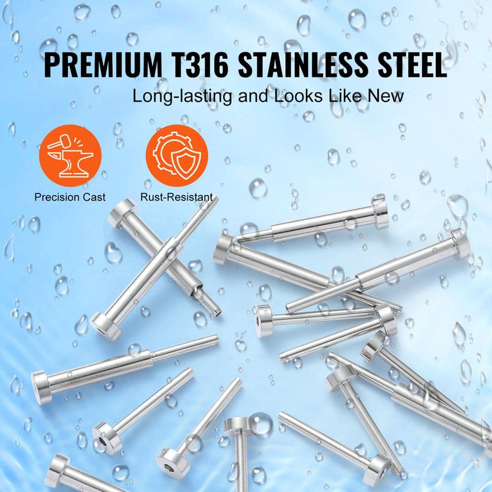 VEVOR 20 Pack Invisible Cable Railing kit T316 Stainless Steel 1/8 in. Invisible Receiver and Swage Stud End for Cable Railing