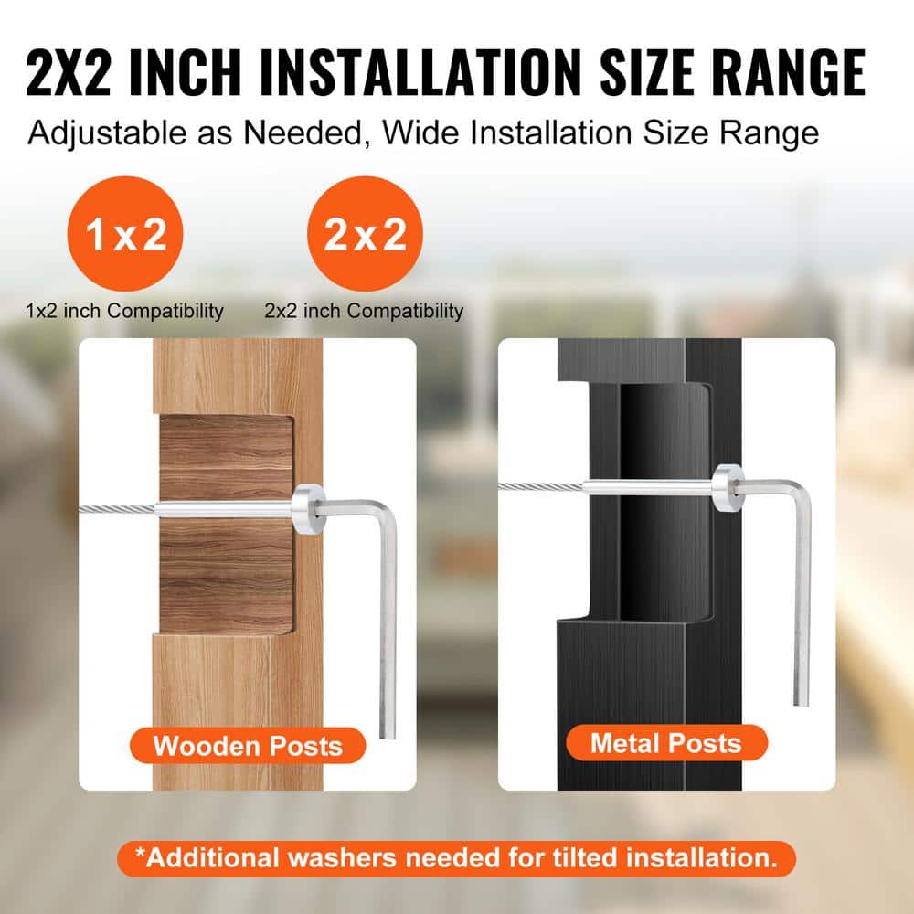 VEVOR 20 Pack Invisible Cable Railing kit T316 Stainless Steel 1/8 in. Invisible Receiver and Swage Stud End for Cable Railing