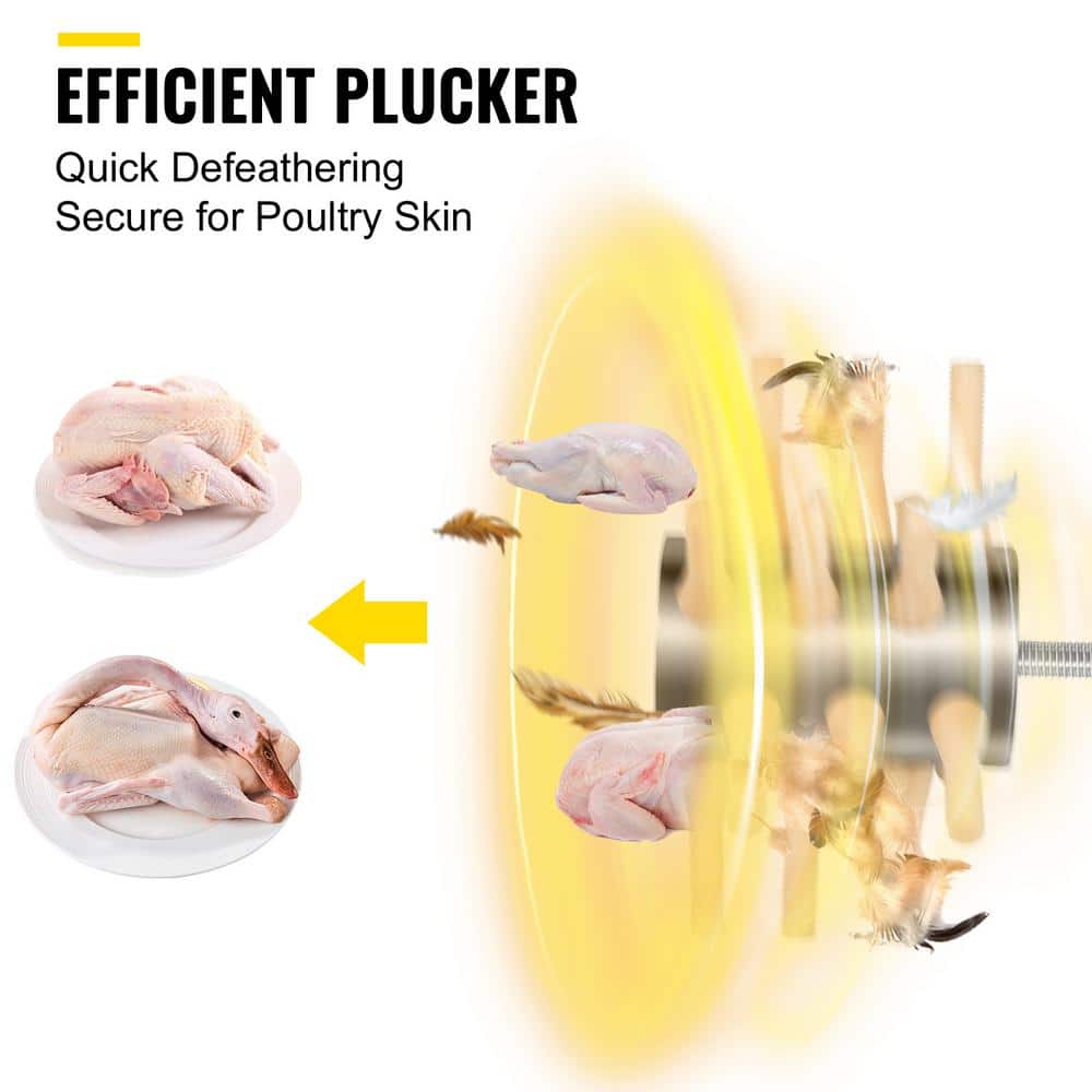 VEVOR Chicken Plucker Drill Attachment, Stainless Steel Drill Chicken Plucker, 18 Fingers Chicken Feather Plucker Machine
