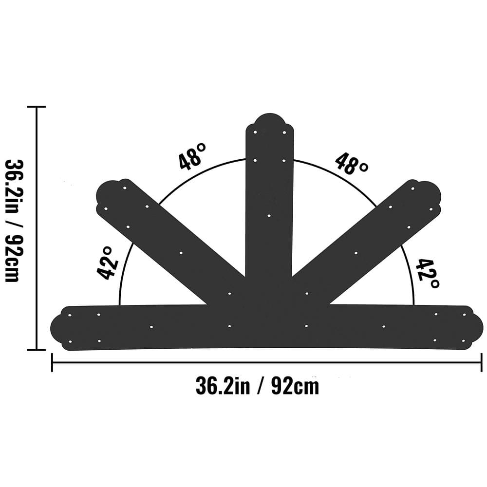 VEVOR Gable Plate Black Powder-Coated Truss Connector Plates 12:12 Pitch Gable Bracket 0.16 in. Steel Truss Nail Plates