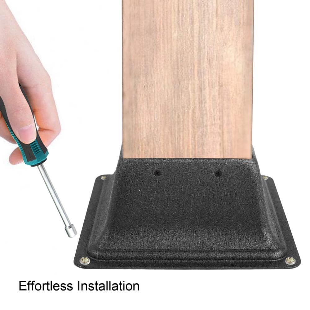 VEVOR 4 in. x 4 in. Deck Post Base Post Base Skirt Deck Post Skirt Black Powder-Coated Decking Post Base (10-Pieces)