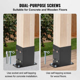 VEVOR 10-Pieces Post Base 4 in. x 4 in. Internal 3.6 in. x 3.6 in. Heavy-Duty Powder-Coated Steel Post Bracket