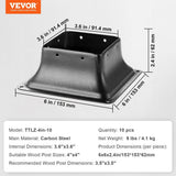 VEVOR Post Base 4in.x 4in. 10-Pieces Internal 3.6in. x 3.6in. Heavy Duty Powder-Coated Steel Post Bracket Fit for Post Anchor