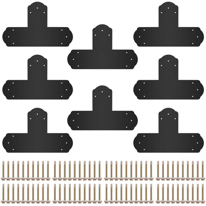 VEVOR 8-Pieces Post to Beam T Bracket 6 in. x 6 in. T Mending Plate Connector 16 Gauge Steel with Screws for Wood Furniture