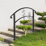 VEVOR Handrails Fit 1 to 3 Steps Stair Railing Wrought Iron Handrail Front Porch Hand Rail for Outdoor Steps, Black