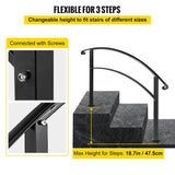 VEVOR Handrails Fit 1 to 3 Steps Stair Railing Wrought Iron Handrail Front Porch Hand Rail for Outdoor Steps, Black
